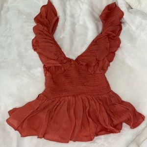 ASOS brand ruffle sleeve top